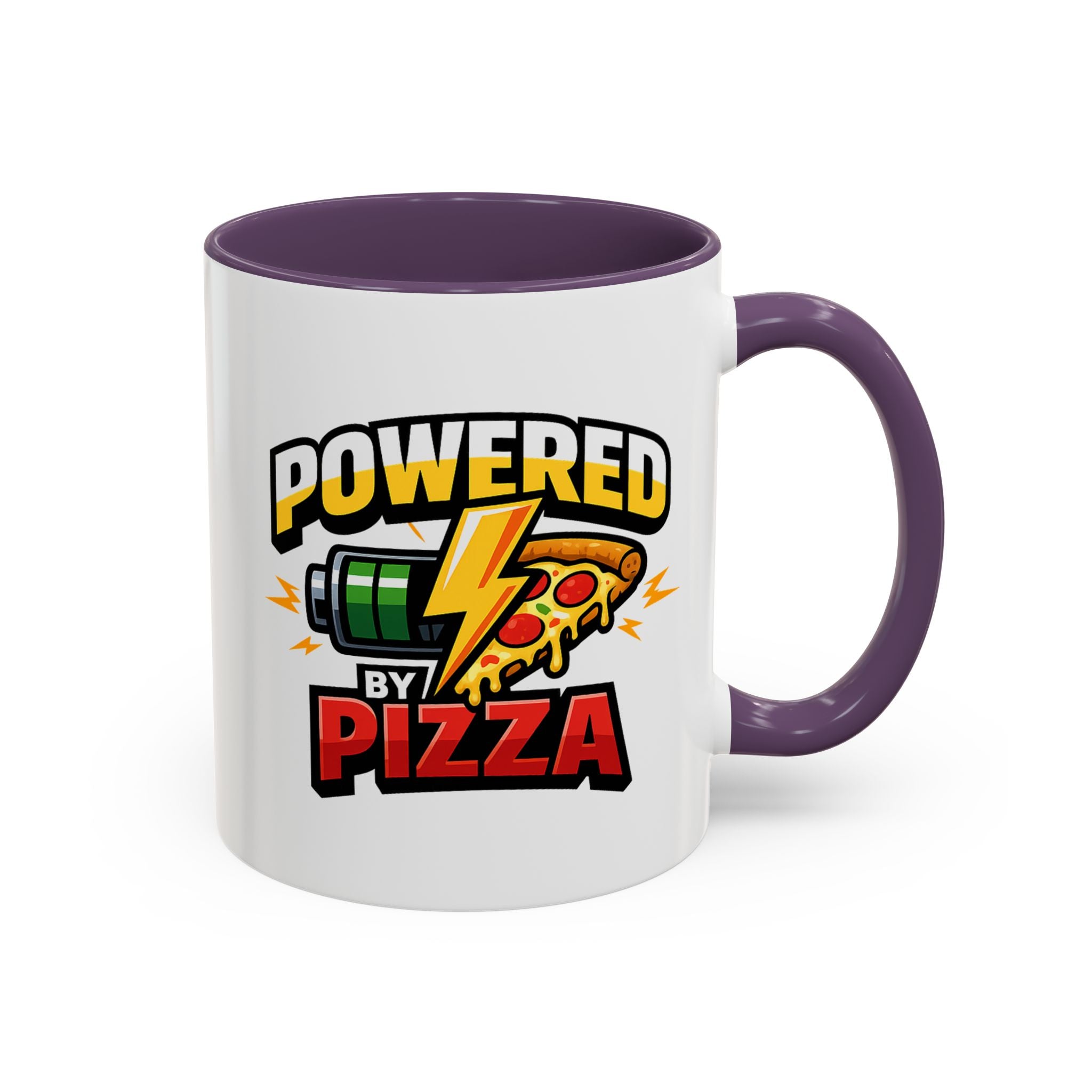 Powered by Pizza Accent Coffee Mug — Funny Gamer & Pizza Lover 11/15oz