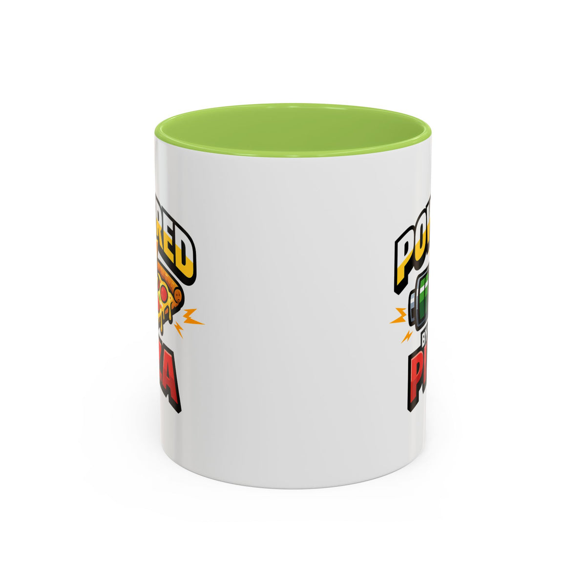 Powered by Pizza Accent Coffee Mug — Funny Gamer & Pizza Lover 11/15oz