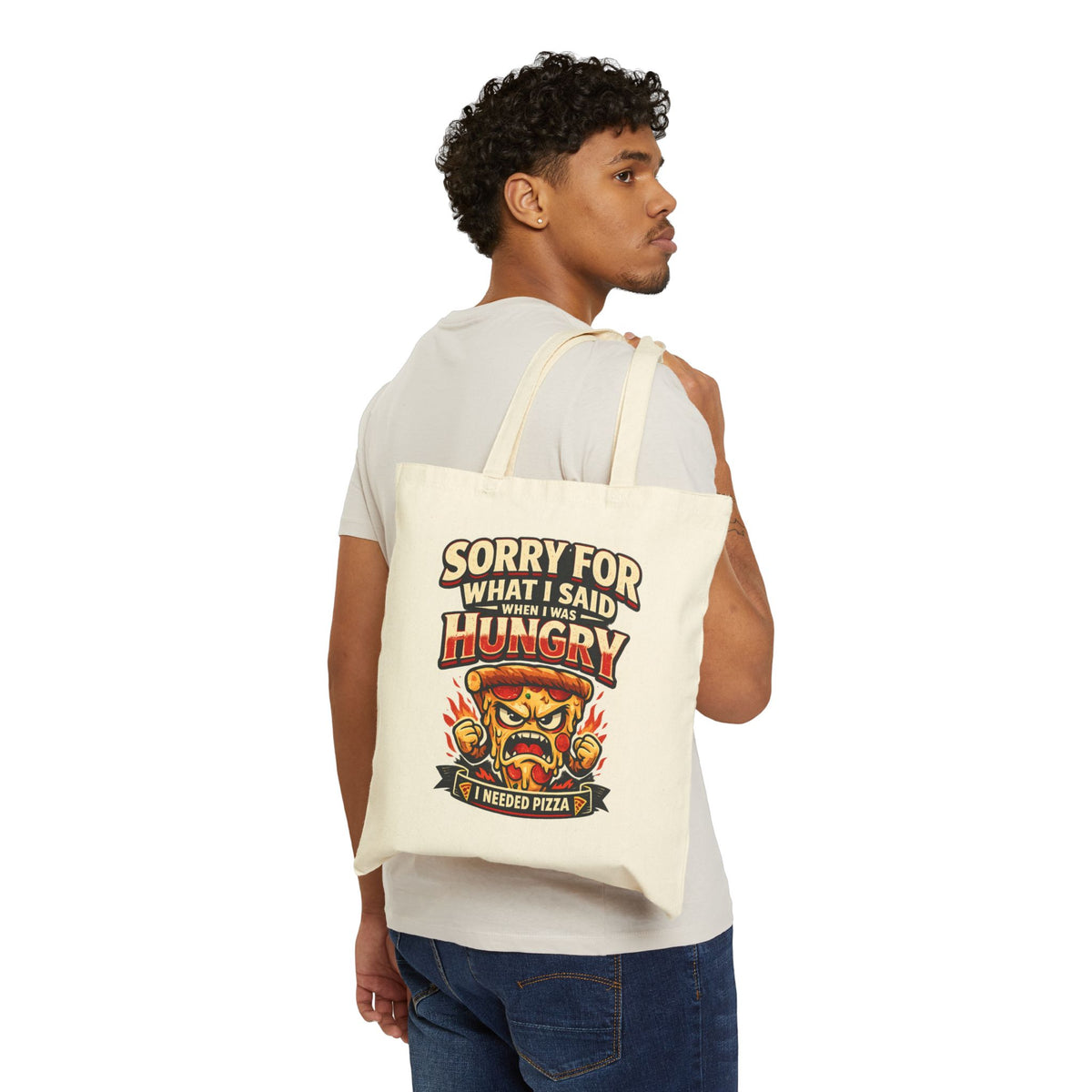 Tote Bag — "Sorry for What I Said When I Was Hungry" Funny Pizza Tote
