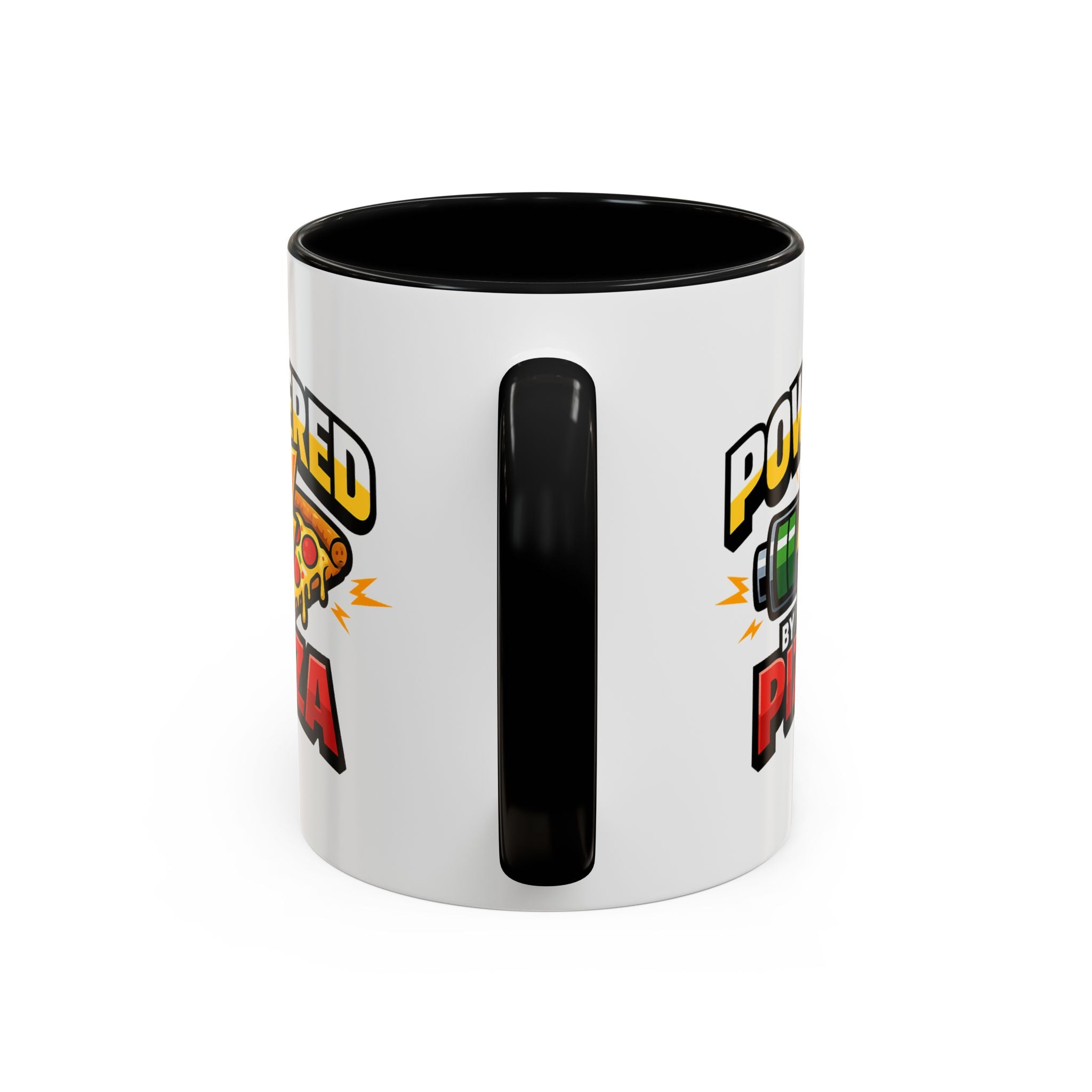 Powered by Pizza Accent Coffee Mug — Funny Gamer & Pizza Lover 11/15oz