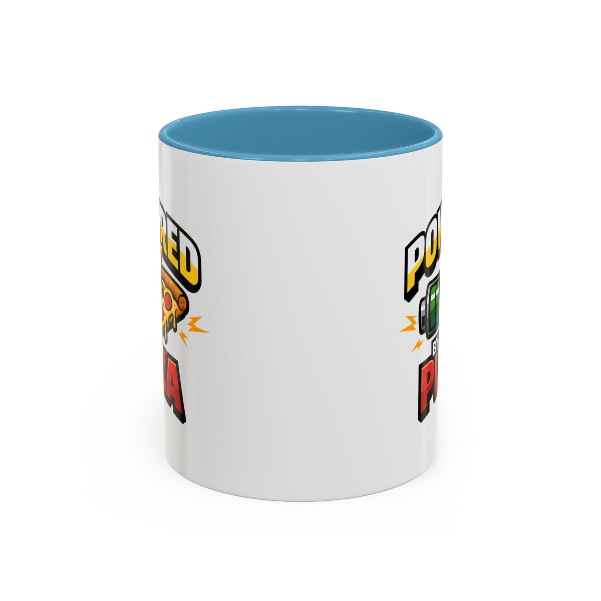 Powered by Pizza Accent Coffee Mug — Funny Gamer & Pizza Lover 11/15oz