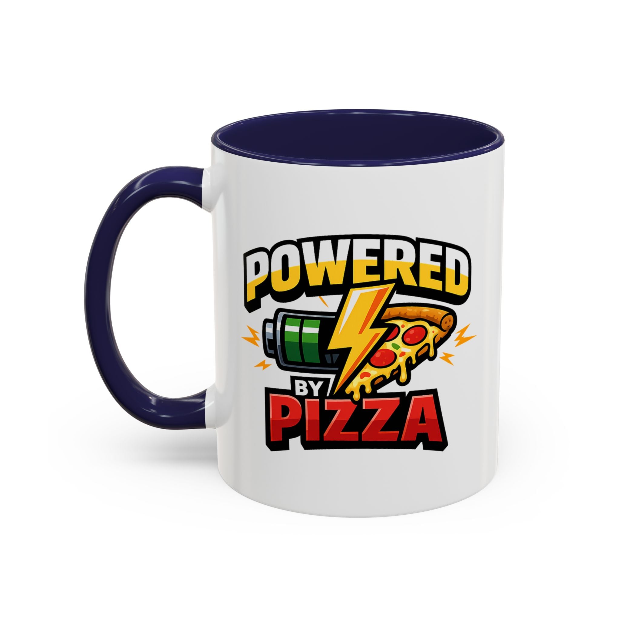 Powered by Pizza Accent Coffee Mug — Funny Gamer & Pizza Lover 11/15oz