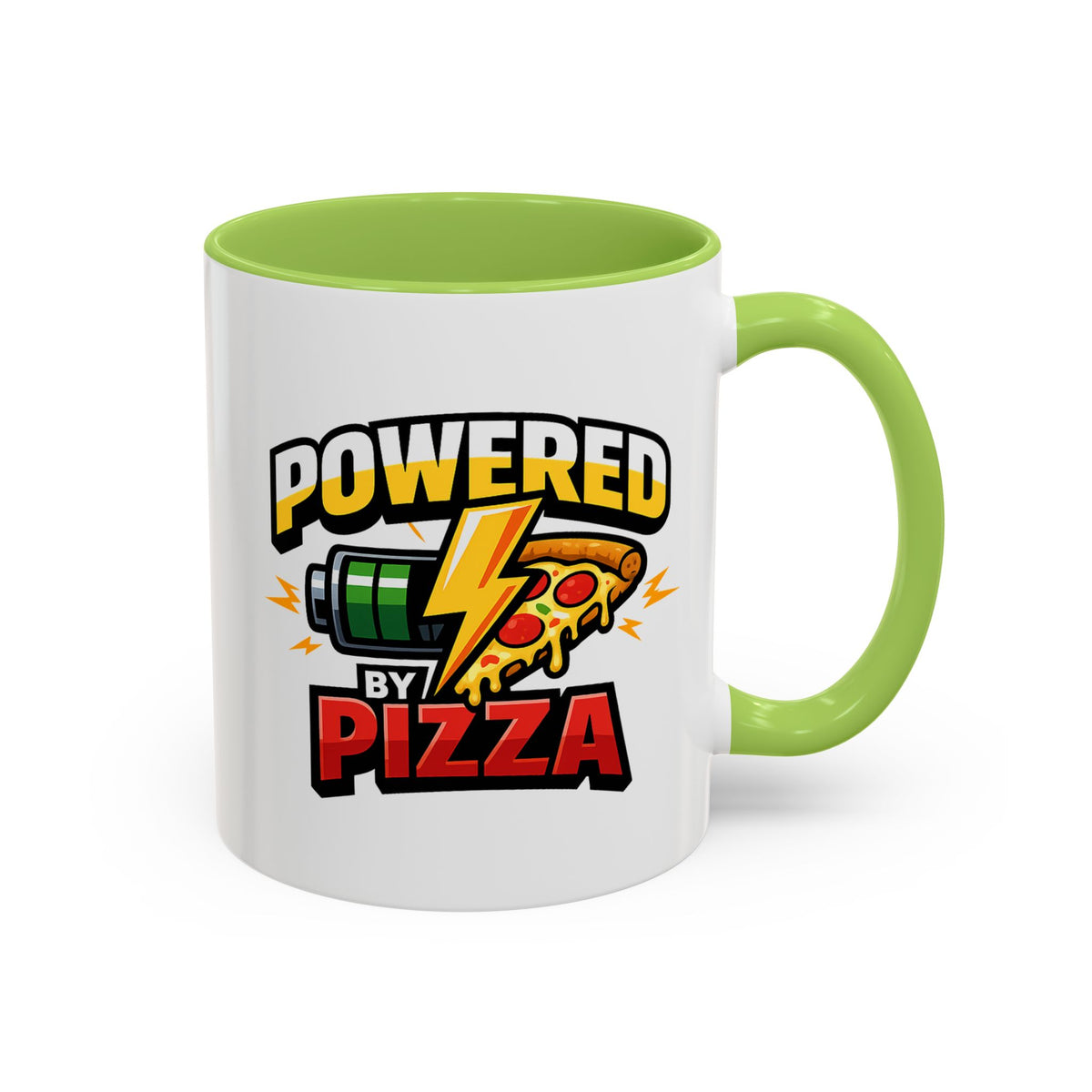 Powered by Pizza Accent Coffee Mug — Funny Gamer & Pizza Lover 11/15oz