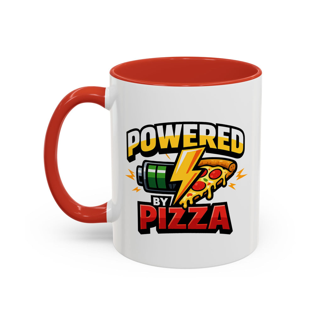 Powered by Pizza Accent Coffee Mug — Funny Gamer & Pizza Lover 11/15oz