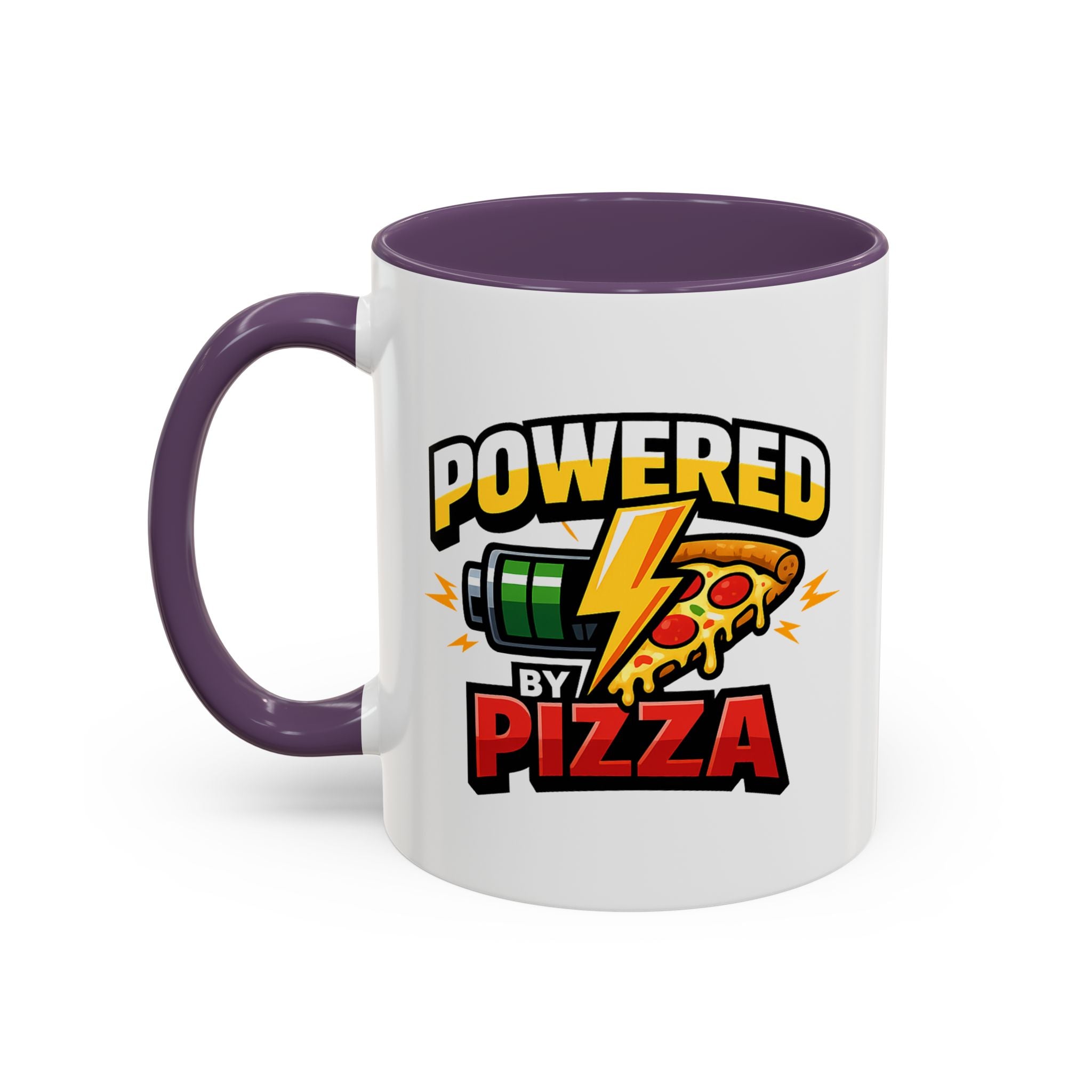 Powered by Pizza Accent Coffee Mug — Funny Gamer & Pizza Lover 11/15oz