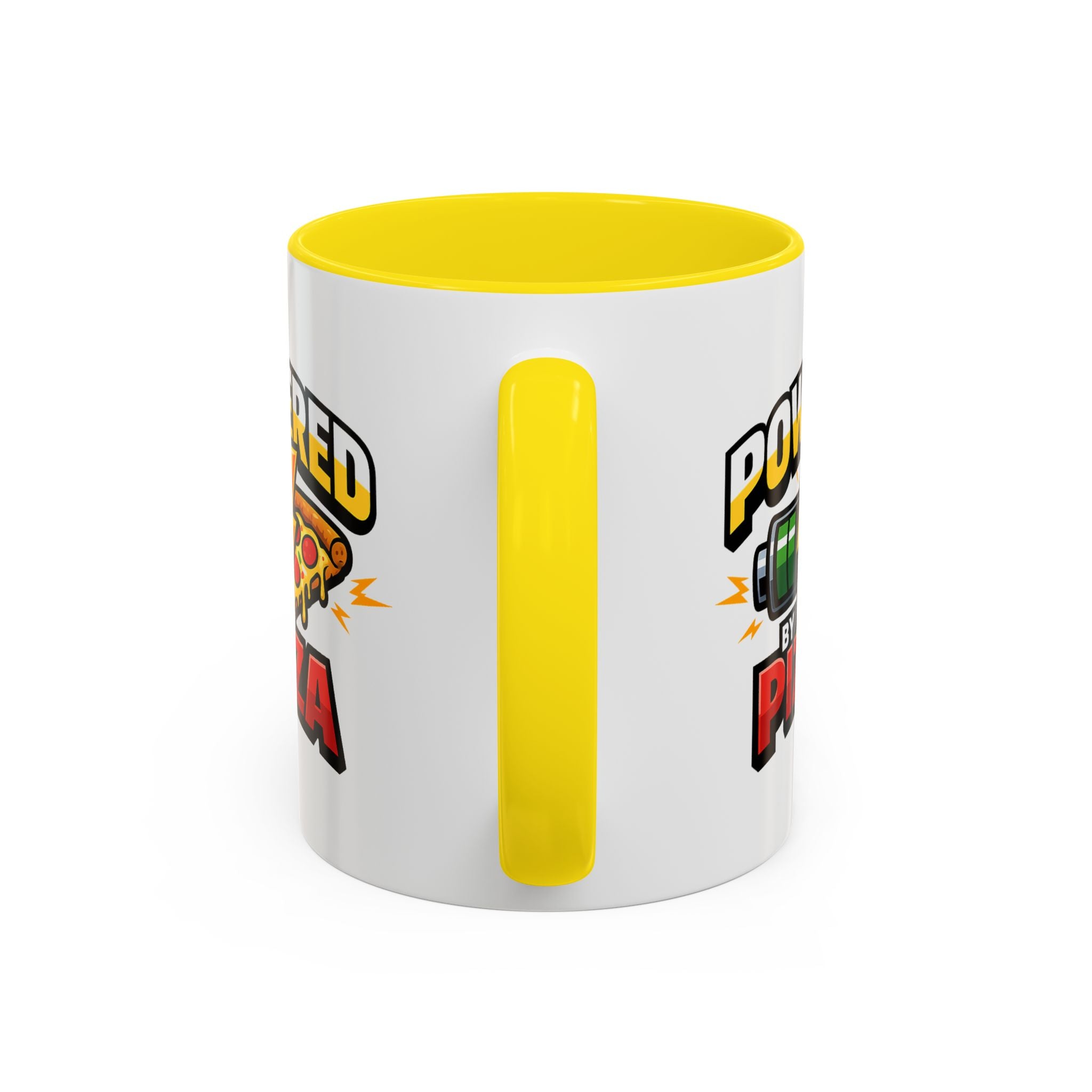 Powered by Pizza Accent Coffee Mug — Funny Gamer & Pizza Lover 11/15oz