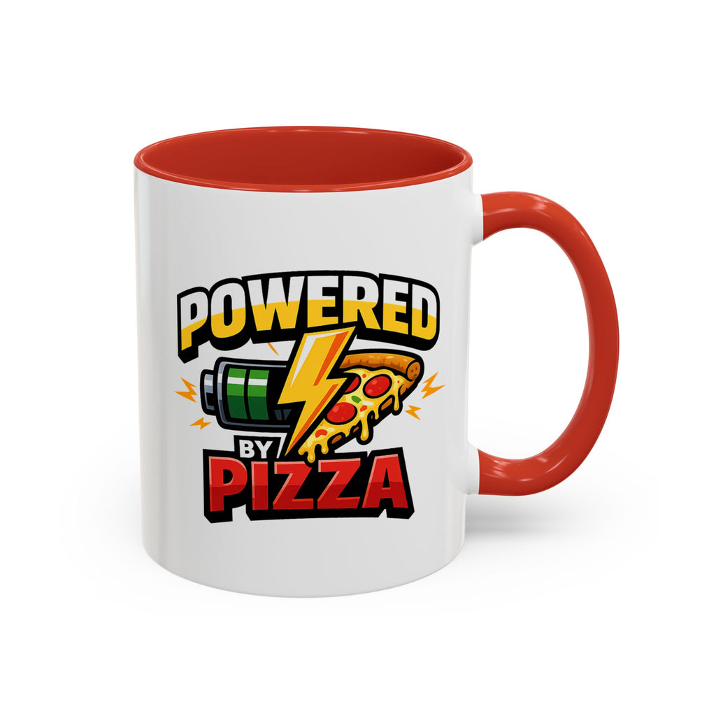 Powered by Pizza Accent Coffee Mug — Funny Gamer & Pizza Lover 11/15oz